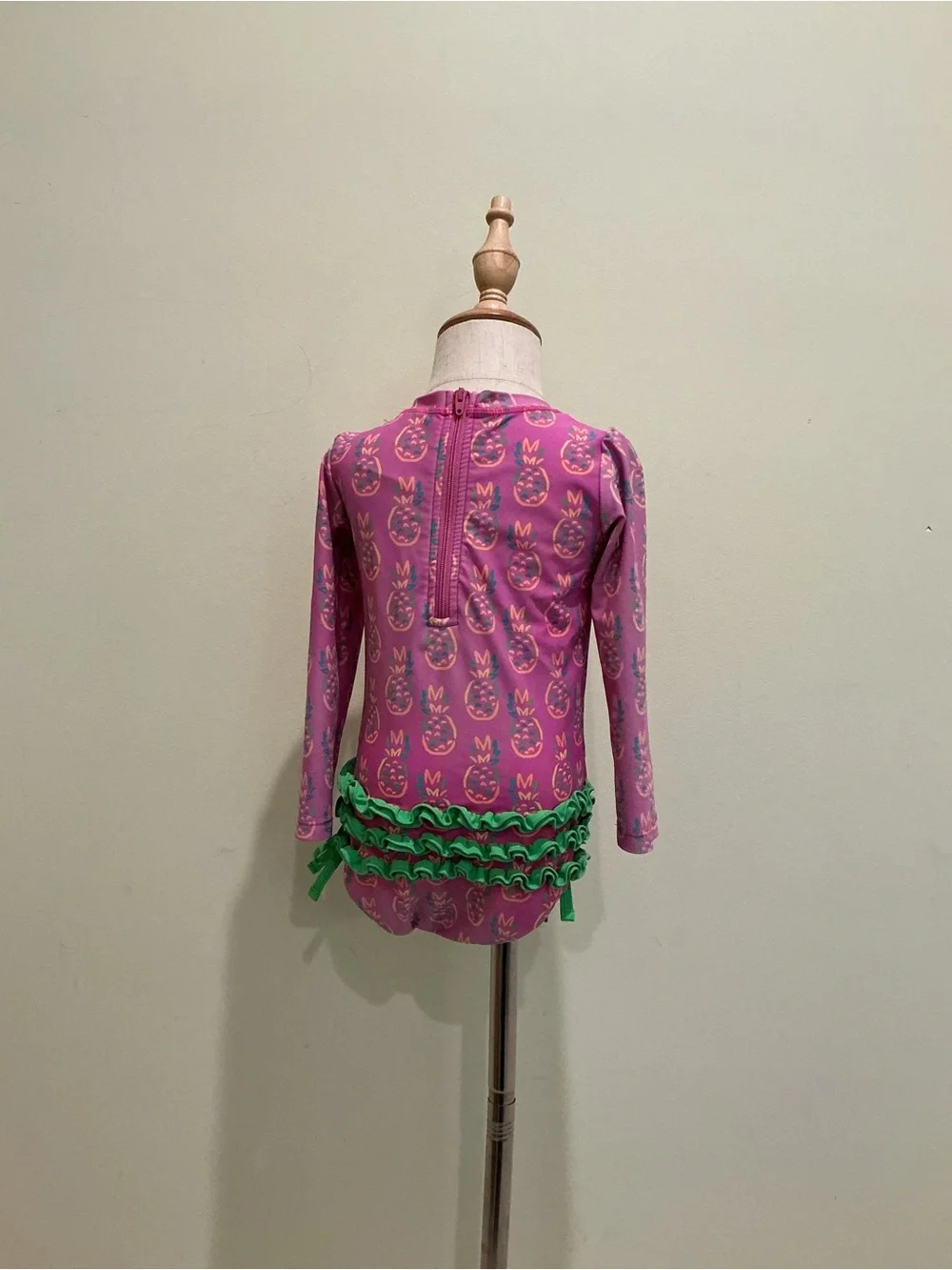 Ruffle Butts Pink Long-Sleeve Pineapple Rashguard